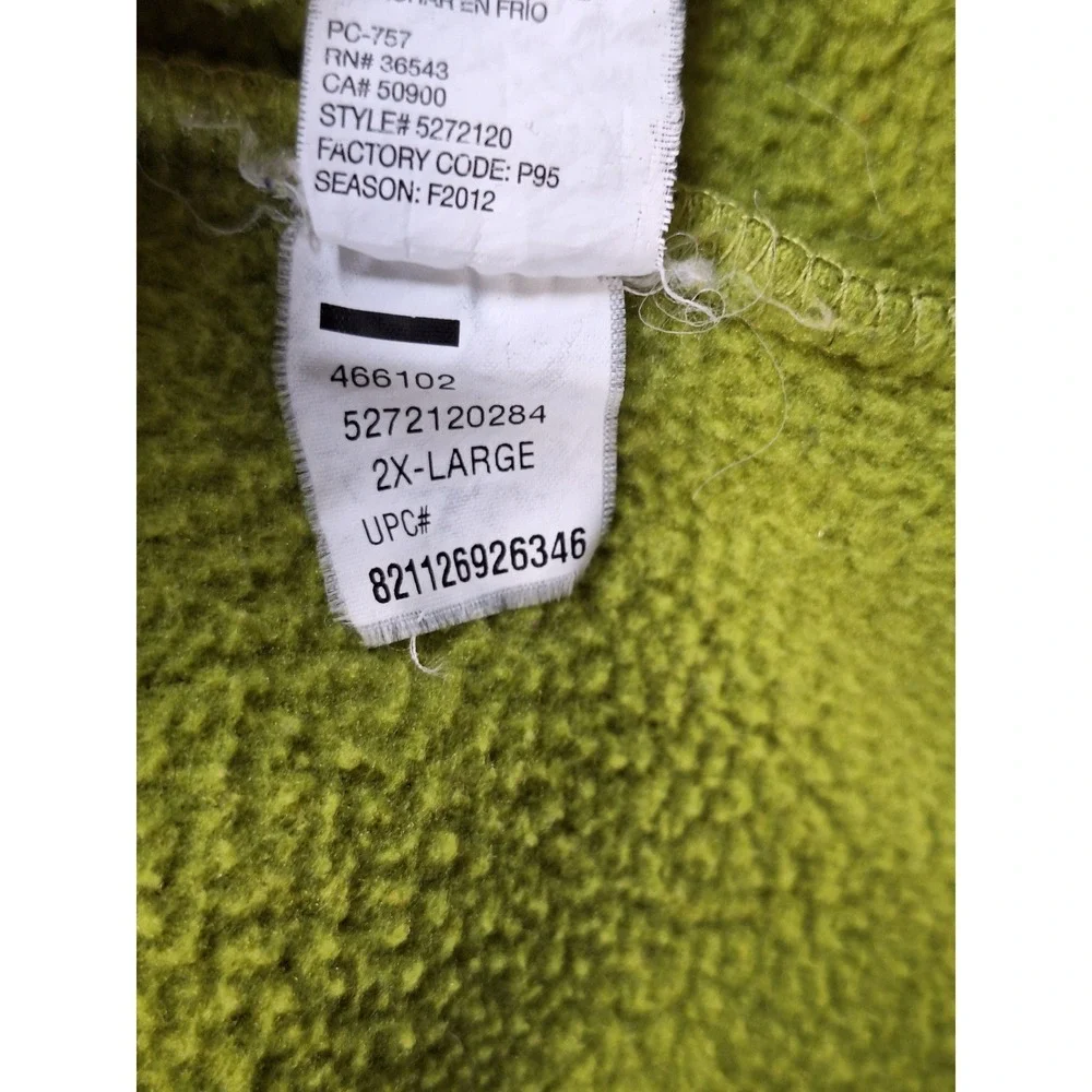 GH Bass Mens 2XL Fleece Jacket Full‎ Zip Lime Green Mock Neck Outdoor Casual